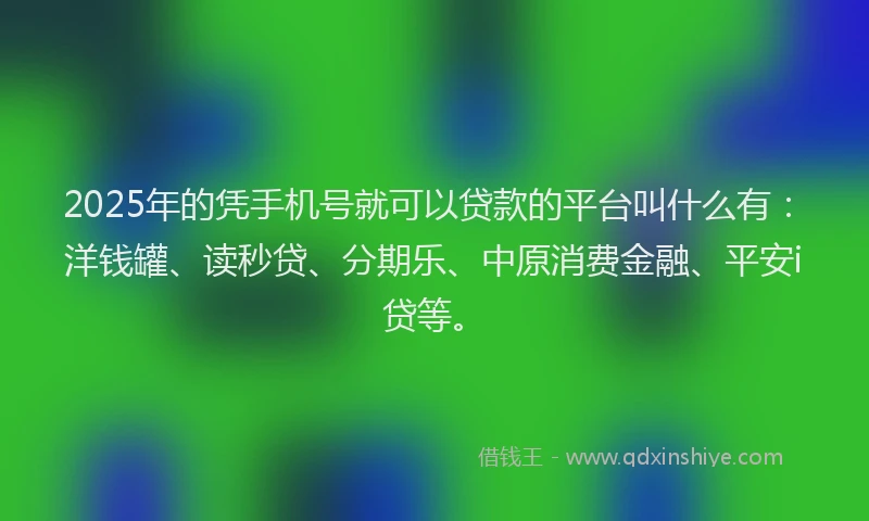 2025年的凭手机号就可以贷款的平台叫什么有：洋钱罐、读秒贷、分期乐、中原消费金融、平安i贷等。