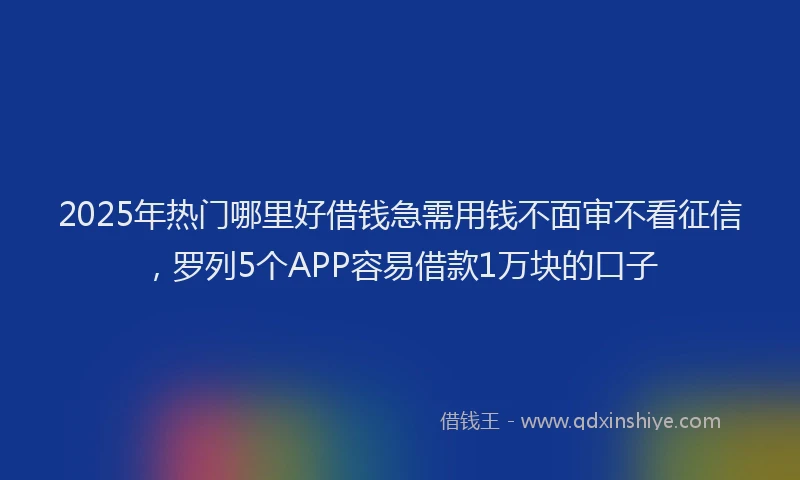 2025年热门哪里好借钱急需用钱不面审不看征信，罗列5个APP容易借款1万块的口子