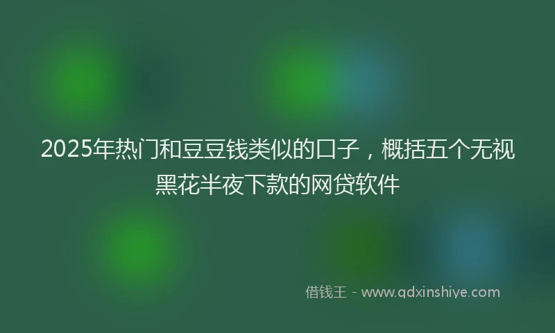 2025年热门和豆豆钱类似的口子，概括五个无视黑花半夜下款的网贷软件