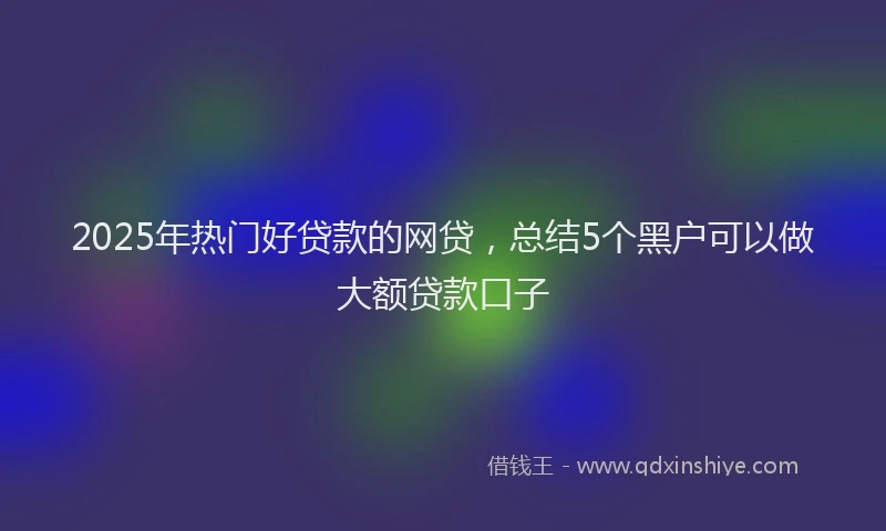 2025年热门好贷款的网贷，总结5个黑户可以做大额贷款口子