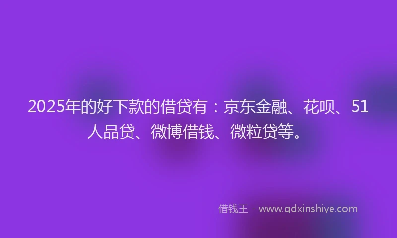 2025年的好下款的借贷有：京东金融、花呗、51人品贷、微博借钱、微粒贷等。