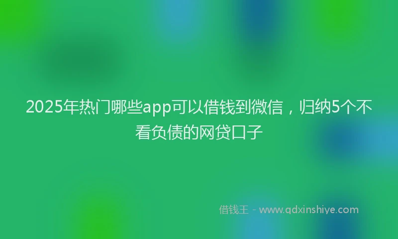 2025年热门哪些app可以借钱到微信，归纳5个不看负债的网贷口子