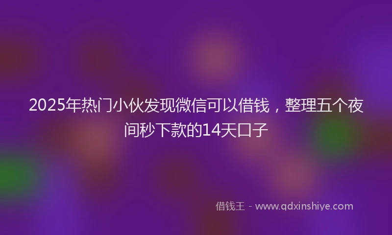 2025年热门小伙发现微信可以借钱，整理五个夜间秒下款的14天口子