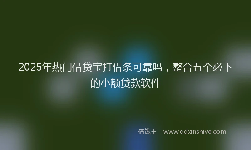 2025年热门借贷宝打借条可靠吗，整合五个必下的小额贷款软件