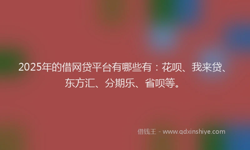 2025年的借网贷平台有哪些有：花呗、我来贷、东方汇、分期乐、省呗等。