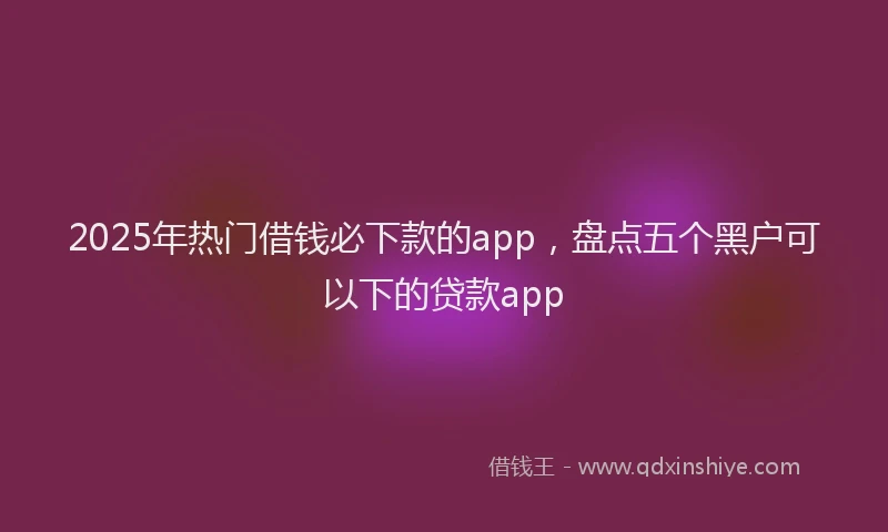 2025年热门借钱必下款的app，盘点五个黑户可以下的贷款app