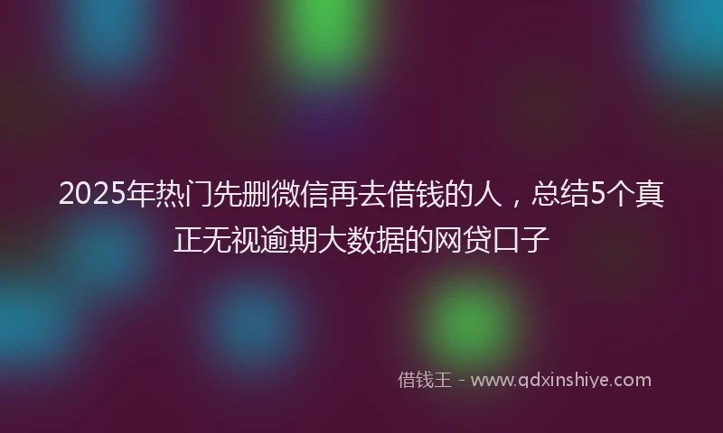 2025年热门先删微信再去借钱的人，总结5个真正无视逾期大数据的网贷口子
