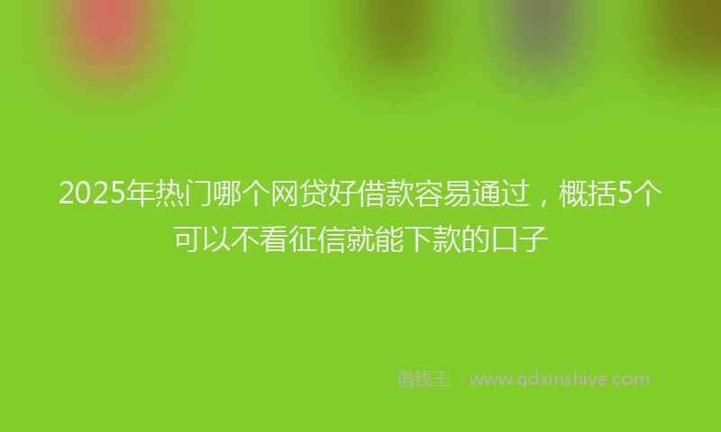 2025年热门哪个网贷好借款容易通过，概括5个可以不看征信就能下款的口子