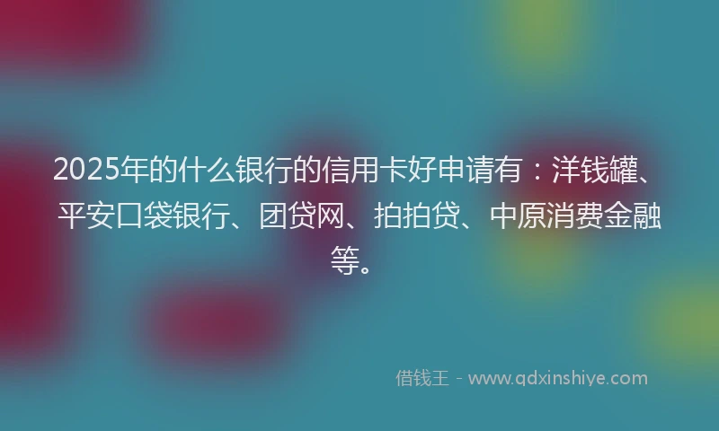 2025年的什么银行的信用卡好申请有：洋钱罐、平安口袋银行、团贷网、拍拍贷、中原消费金融等。