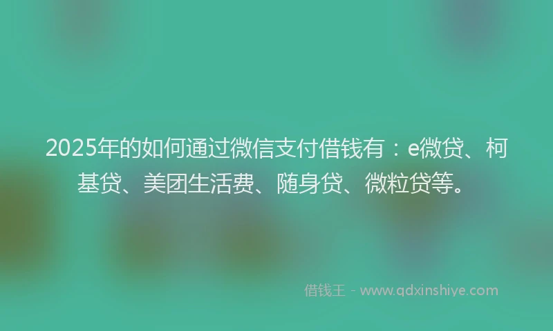 2025年的如何通过微信支付借钱有：e微贷、柯基贷、美团生活费、随身贷、微粒贷等。