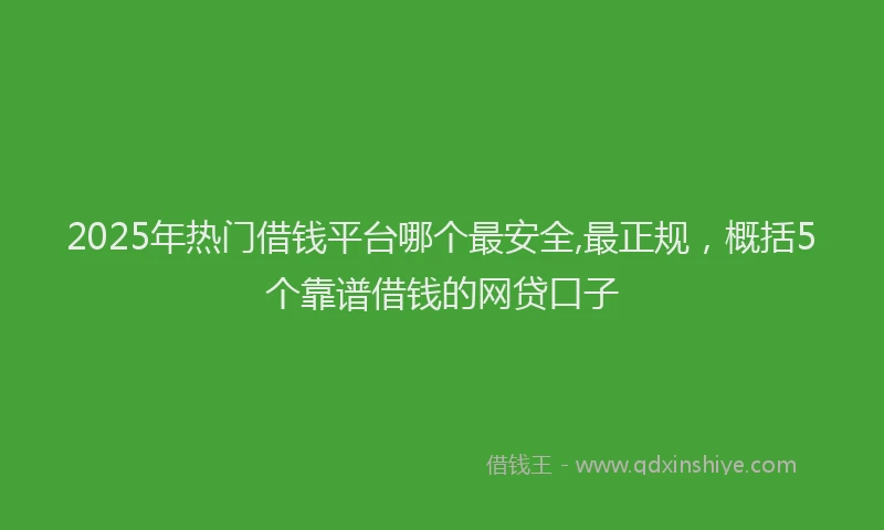 2025年热门借钱平台哪个最安全,最正规，概括5个靠谱借钱的网贷口子