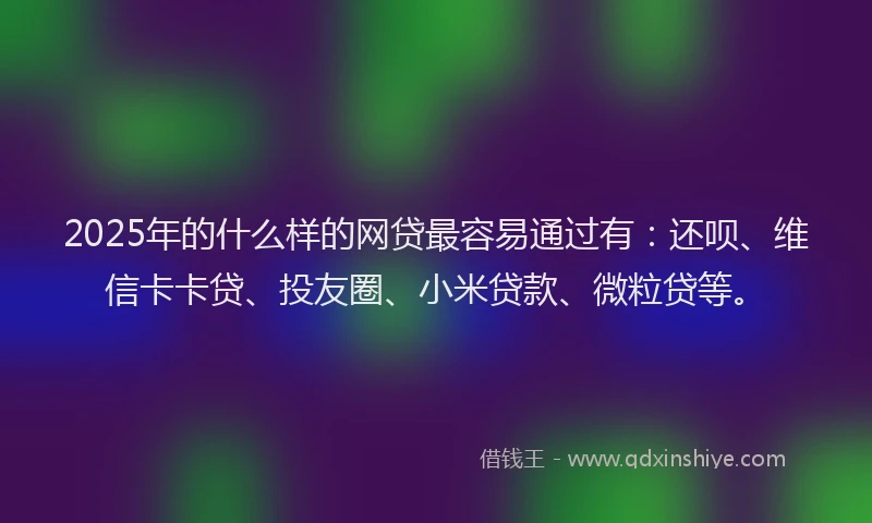 2025年的什么样的网贷最容易通过有：还呗、维信卡卡贷、投友圈、小米贷款、微粒贷等。