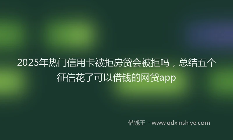 2025年热门信用卡被拒房贷会被拒吗，总结五个征信花了可以借钱的网贷app