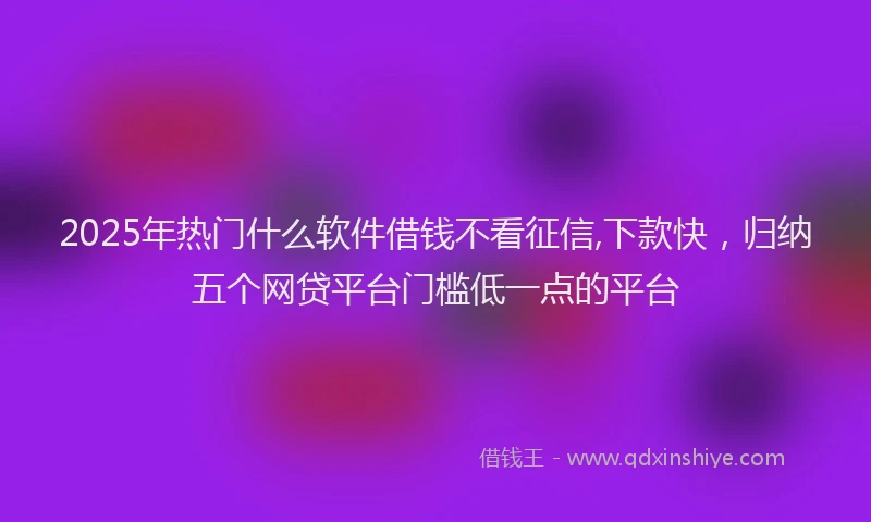 2025年热门什么软件借钱不看征信,下款快，归纳五个网贷平台门槛低一点的平台