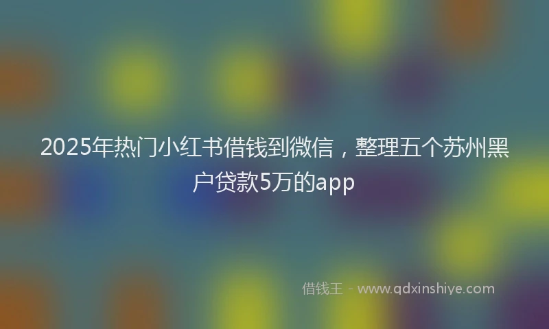 2025年热门小红书借钱到微信，整理五个苏州黑户贷款5万的app