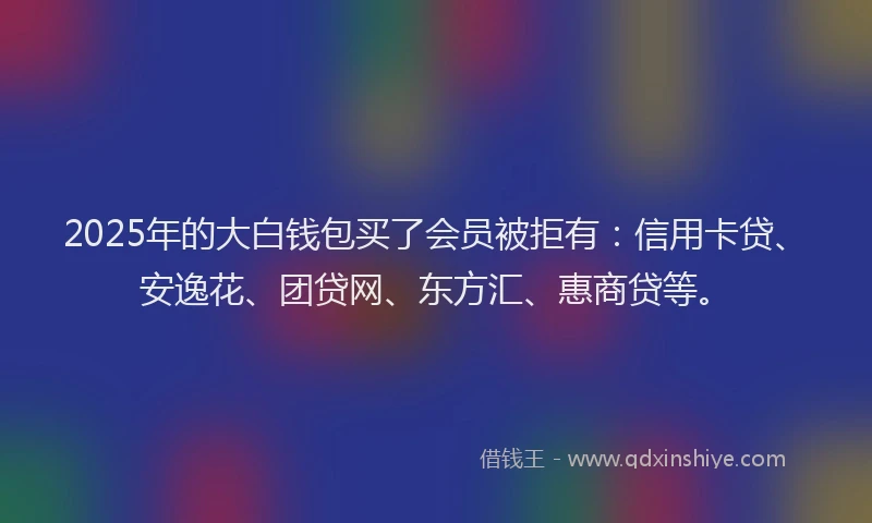 2025年的大白钱包买了会员被拒有：信用卡贷、安逸花、团贷网、东方汇、惠商贷等。