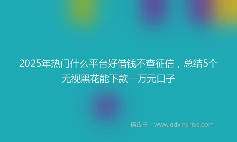 2025年热门什么平台好借钱不查征信，总结5个无视黑花能下款一万元口子
