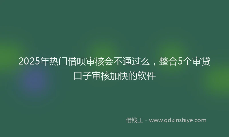2025年热门借呗审核会不通过么，整合5个审贷口子审核加快的软件