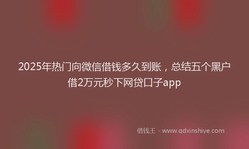 2025年热门向微信借钱多久到账，总结五个黑户借2万元秒下网贷口子app