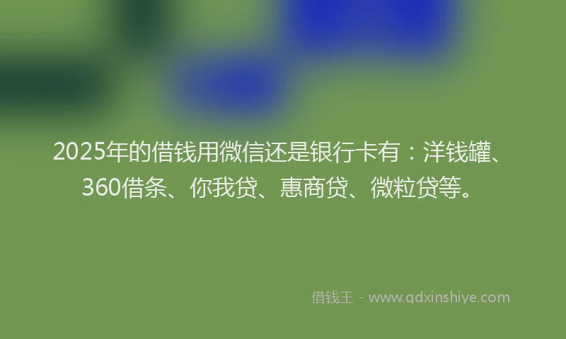 2025年的借钱用微信还是银行卡有:洋钱罐、360借条、你我贷、惠商贷、微粒贷等。