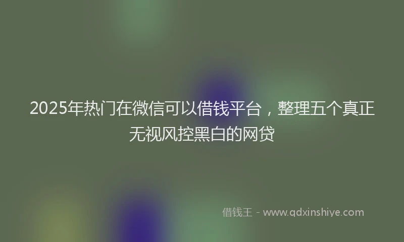 2025年热门在微信可以借钱平台，整理五个真正无视风控黑白的网贷