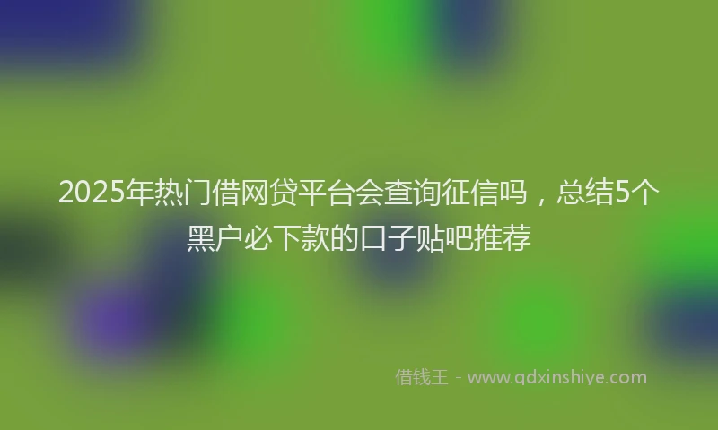 2025年热门借网贷平台会查询征信吗，总结5个黑户必下款的口子贴吧推荐