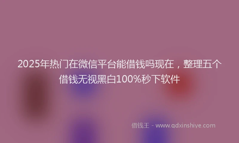 2025年热门在微信平台能借钱吗现在，整理五个借钱无视黑白100%秒下软件