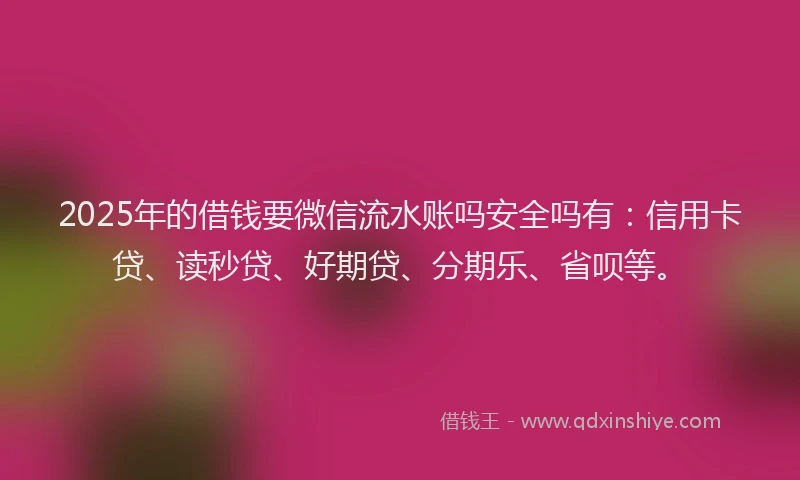 2025年的借钱要微信流水账吗安全吗有：信用卡贷、读秒贷、好期贷、分期乐、省呗等。
