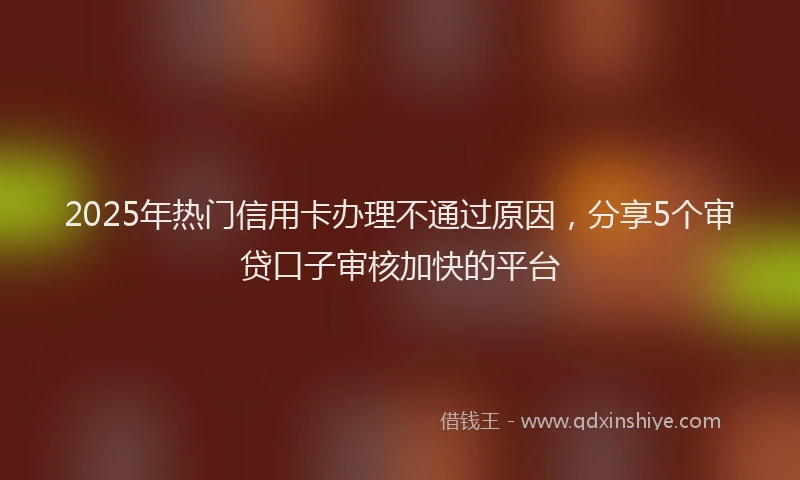 2025年热门信用卡办理不通过原因，分享5个审贷口子审核加快的平台