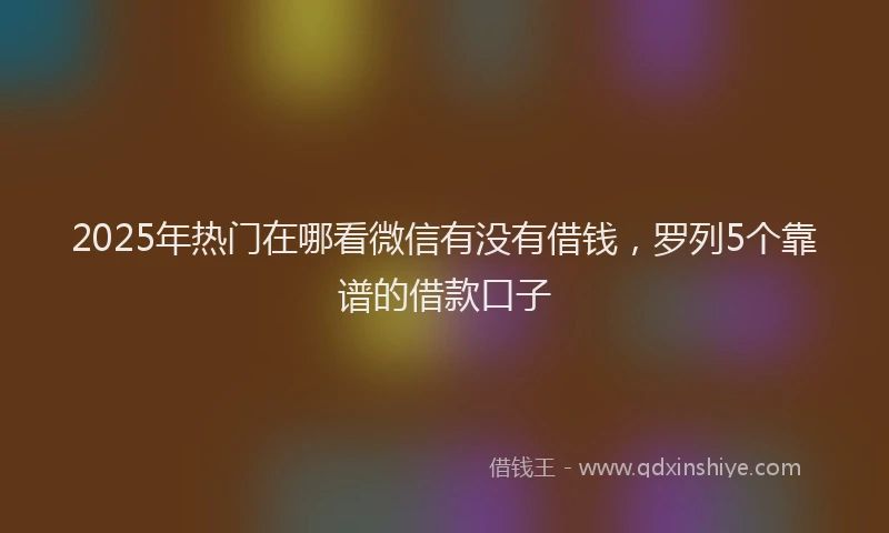 2025年热门在哪看微信有没有借钱，罗列5个靠谱的借款口子