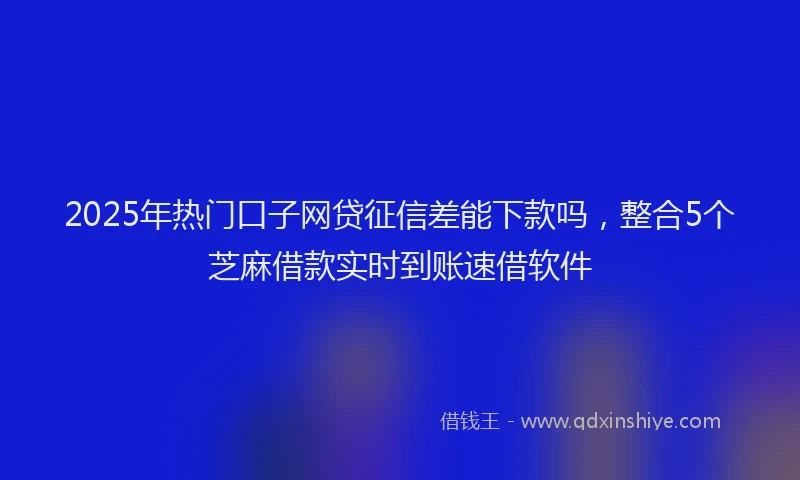 2025年热门口子网贷征信差能下款吗，整合5个芝麻借款实时到账速借软件