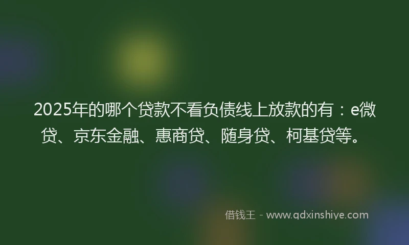 2025年的哪个贷款不看负债线上放款的有：e微贷、京东金融、惠商贷、随身贷、柯基贷等。