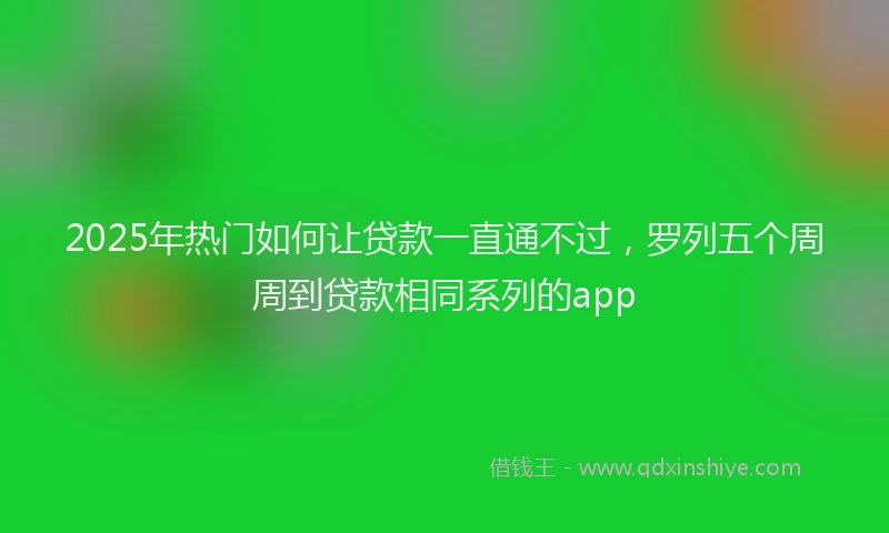 2025年热门如何让贷款一直通不过，罗列五个周周到贷款相同系列的app
