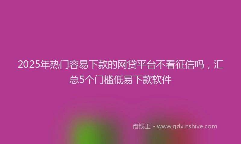 2025年热门容易下款的网贷平台不看征信吗，汇总5个门槛低易下款软件
