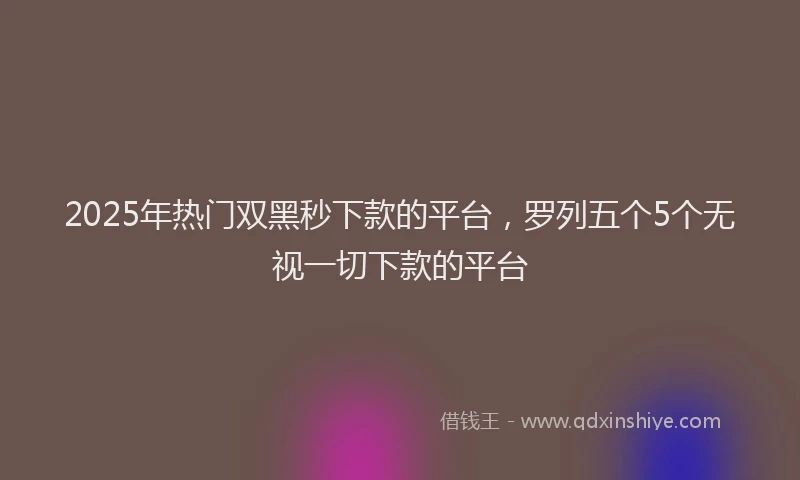2025年热门双黑秒下款的平台，罗列五个5个无视一切下款的平台