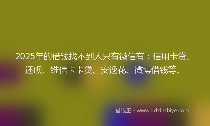 2025年的借钱找不到人只有微信有：信用卡贷、还呗、维信卡卡贷、安逸花、微博借钱等。