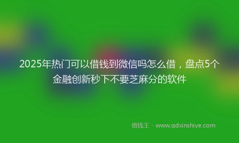 2025年热门可以借钱到微信吗怎么借，盘点5个金融创新秒下不要芝麻分的软件