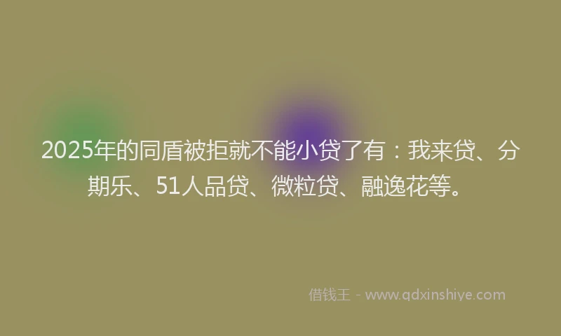 2025年的同盾被拒就不能小贷了有:我来贷、分期乐、51人品贷、微粒贷、融逸花等。