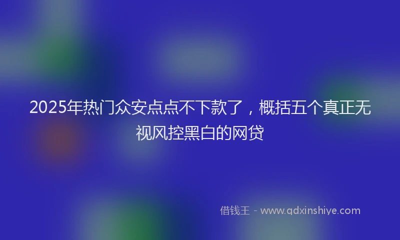 2025年热门众安点点不下款了，概括五个真正无视风控黑白的网贷