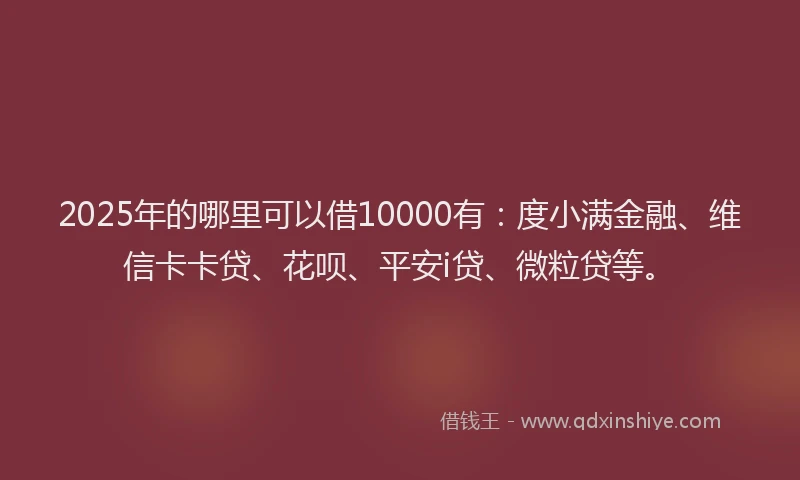 2025年的哪里可以借10000有：度小满金融、维信卡卡贷、花呗、平安i贷、微粒贷等。