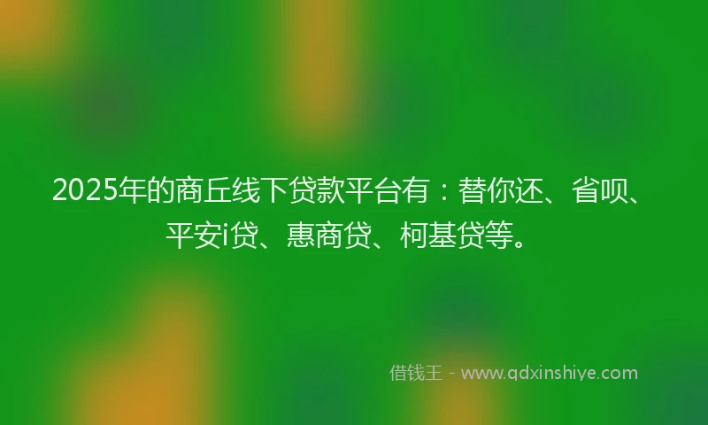 2025年的商丘线下贷款平台有：替你还、省呗、平安i贷、惠商贷、柯基贷等。