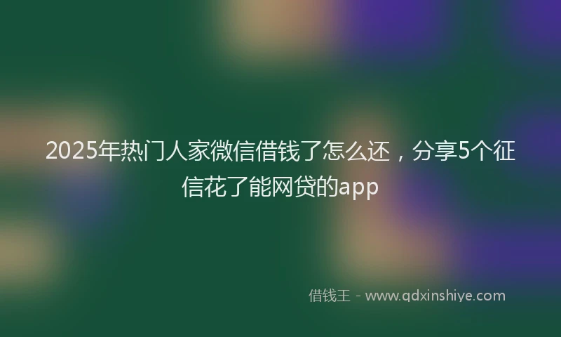 2025年热门人家微信借钱了怎么还，分享5个征信花了能网贷的app