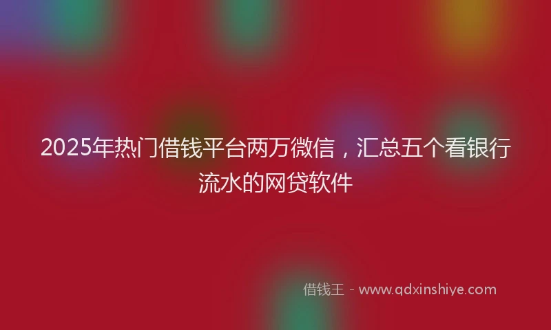 2025年热门借钱平台两万微信，汇总五个看银行流水的网贷软件