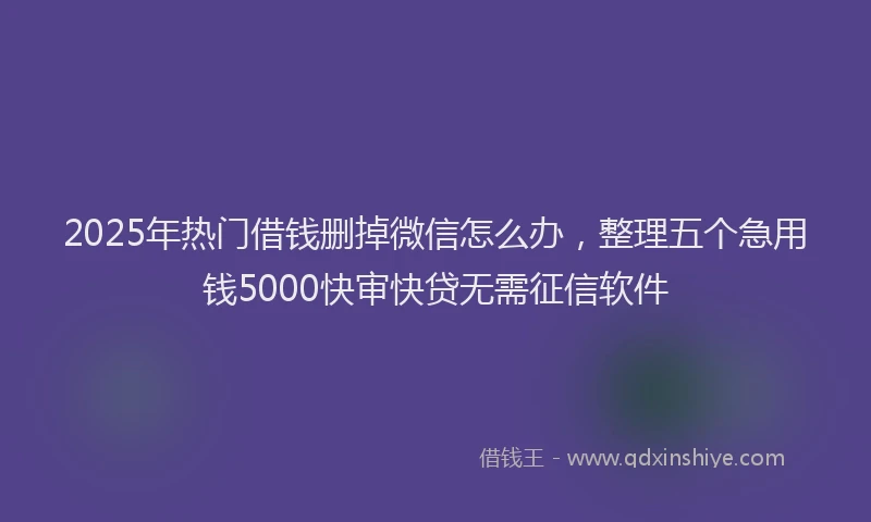 2025年热门借钱删掉微信怎么办，整理五个急用钱5000快审快贷无需征信软件