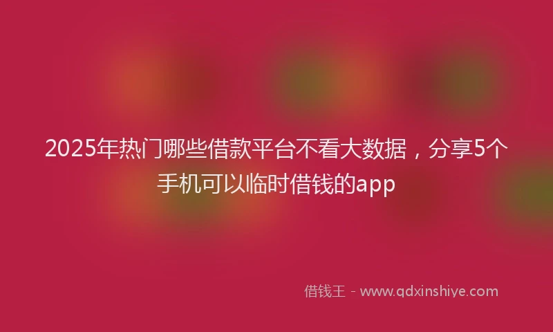 2025年热门哪些借款平台不看大数据，分享5个手机可以临时借钱的app