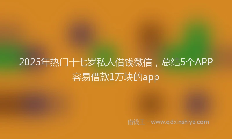 2025年热门十七岁私人借钱微信，总结5个APP容易借款1万块的app