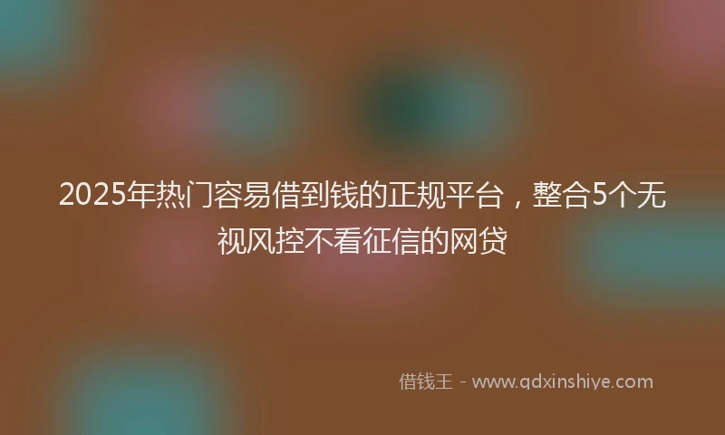 2025年热门容易借到钱的正规平台，整合5个无视风控不看征信的网贷