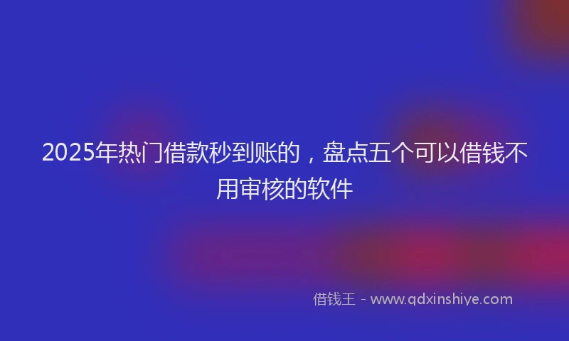 2025年热门借款秒到账的，盘点五个可以借钱不用审核的软件