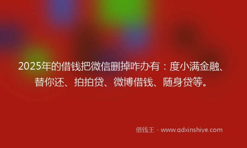 2025年的借钱把微信删掉咋办有：度小满金融、替你还、拍拍贷、微博借钱、随身贷等。
