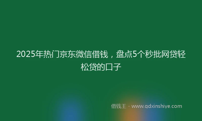 2025年热门京东微信借钱，盘点5个秒批网贷轻松贷的口子